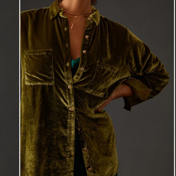 🧳 Pilcro Relaxed Velvet Buttondown - Picture 7 of 9
